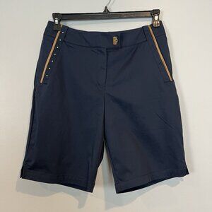 Tail Navy Shorts Women's Size 8 Gold Detail Golf Wear Nautical Coastal NWT